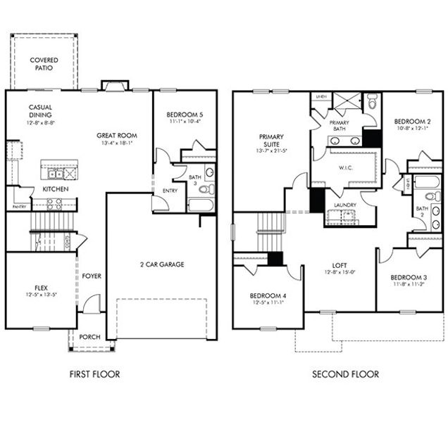 2D floor plan layout of this home in Maxwell Commons, Easley, SC (Image 1).