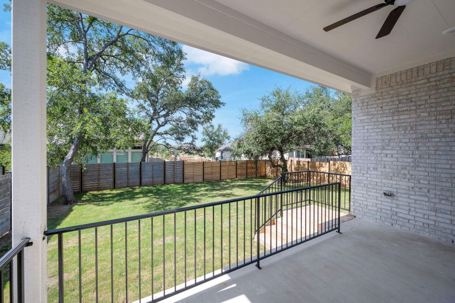 Balcony with a ceiling fan