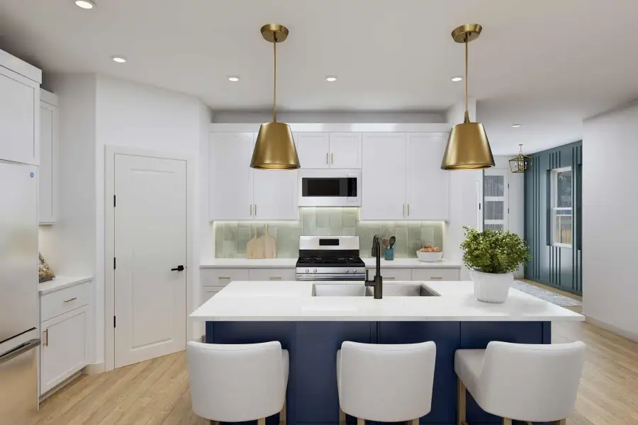Representative furnished interior of a home built from the The Adelia by David Weekley Homes in Double Creek Crossing Townhomes, Round Rock (Image 5).