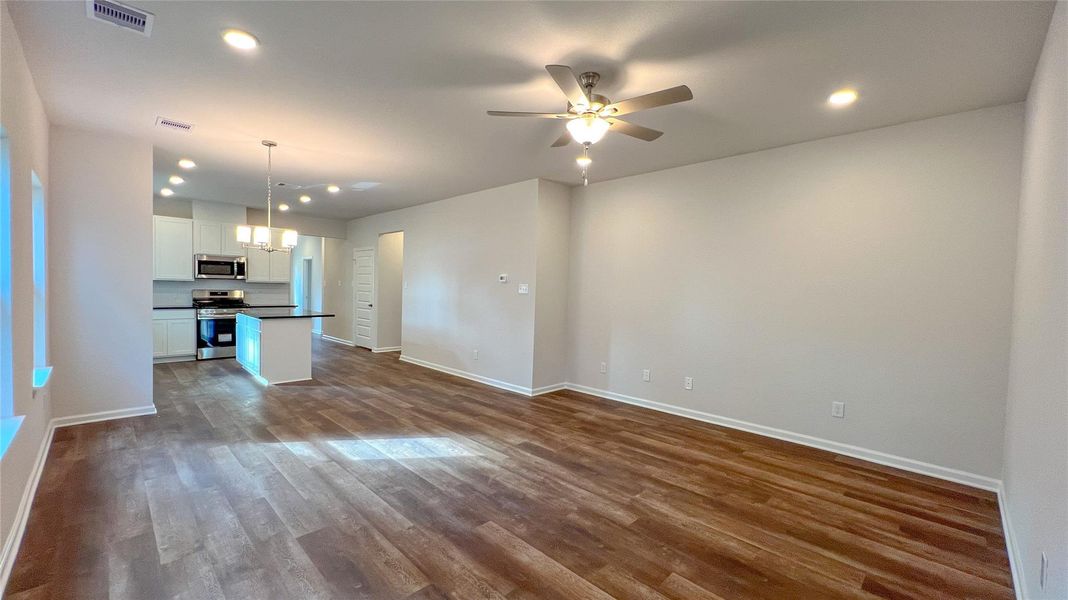 The Mockingbird II- Family Room into Kitchen.