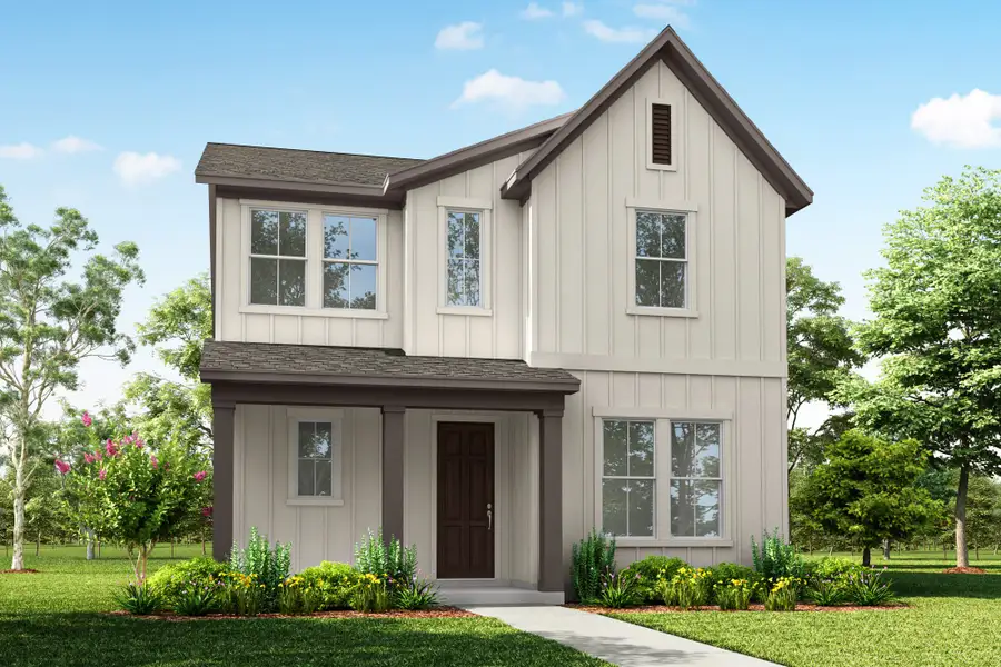 Representative exterior photo of a completed home built from the Republic by Tri Pointe Homes in Paley Park at Easton Park, Austin, TX (Image 1). Representative exterior photo of a completed home built from the Republic by Tri Pointe Homes in Paley Park at Easton Park, Austin, TX (Image 1).