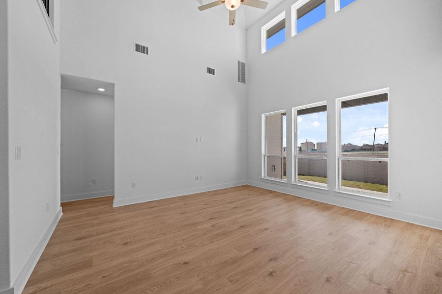 Family Room with soaring ceiling
