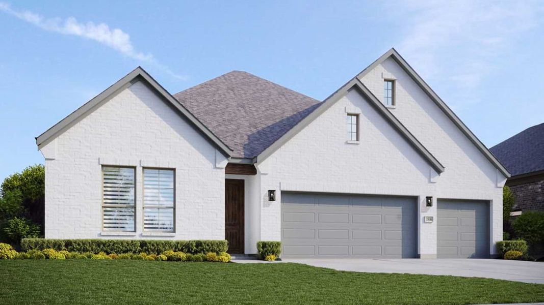 Representative exterior photo of a completed home built from the Vanderbilt by DRB Homes in Oaks at San Gabriel, Georgetown, TX (Image 2).