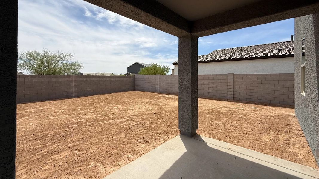 Covered patio to large backyard