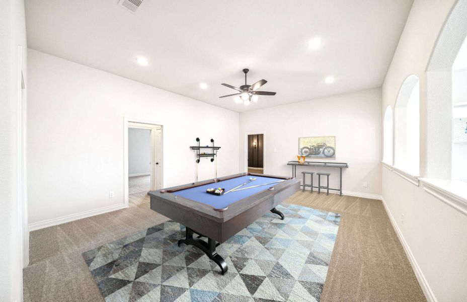Furnished interior view inside a new home in Bridgeland 60′, Cypress (Image 5).