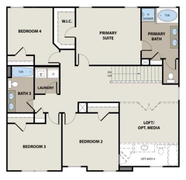 2D floor plan layout of this home in The Fairways at Mirror Lake, Villa Rica, GA (Image 3).