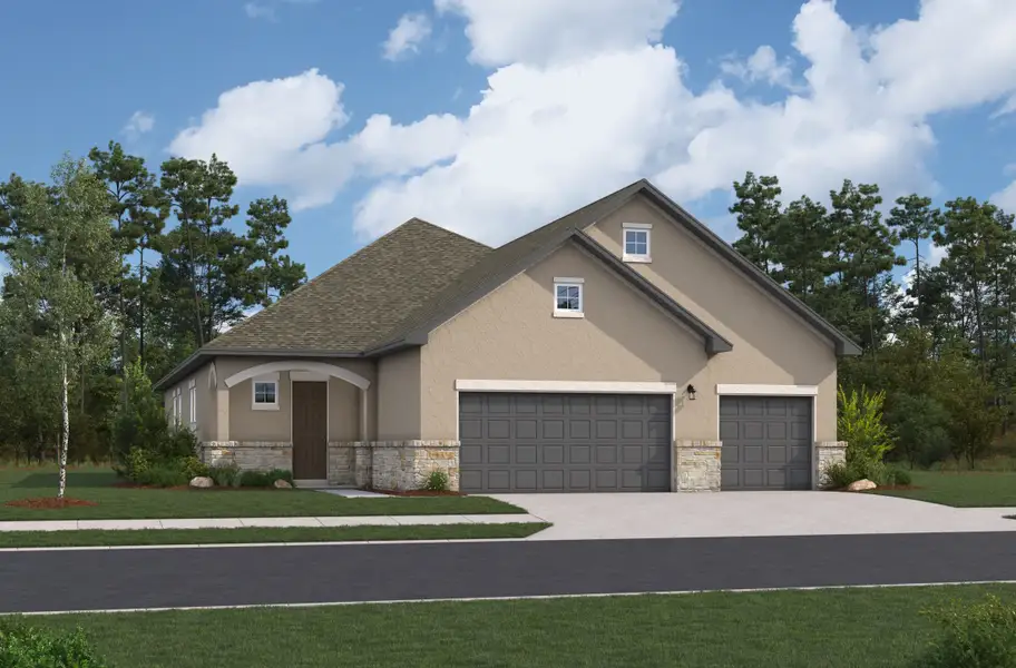 Representative exterior photo of a completed home built from the Alder by Beazer Homes in Cibolo Crossing, Universal City, TX (Image 2). Representative exterior photo of a completed home built from the Alder by Beazer Homes in Cibolo Crossing, Universal City, TX (Image 2).