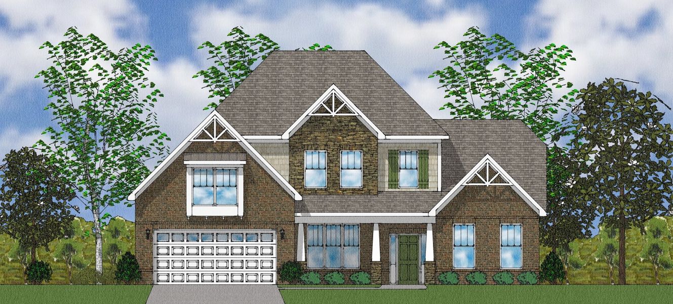 Representative exterior photo of a completed home built from the Bridges II - Elite Collection by Mungo Homes in Suter Estates, Easley, SC (Image 17).