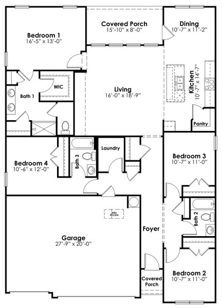 2D floor plan layout for the Madison by D.R. Horton in Lake Tide Summit, Chapin, SC (Image 3). 2D floor plan layout for the Madison by D.R. Horton in Lake Tide Summit, Chapin, SC (Image 3).