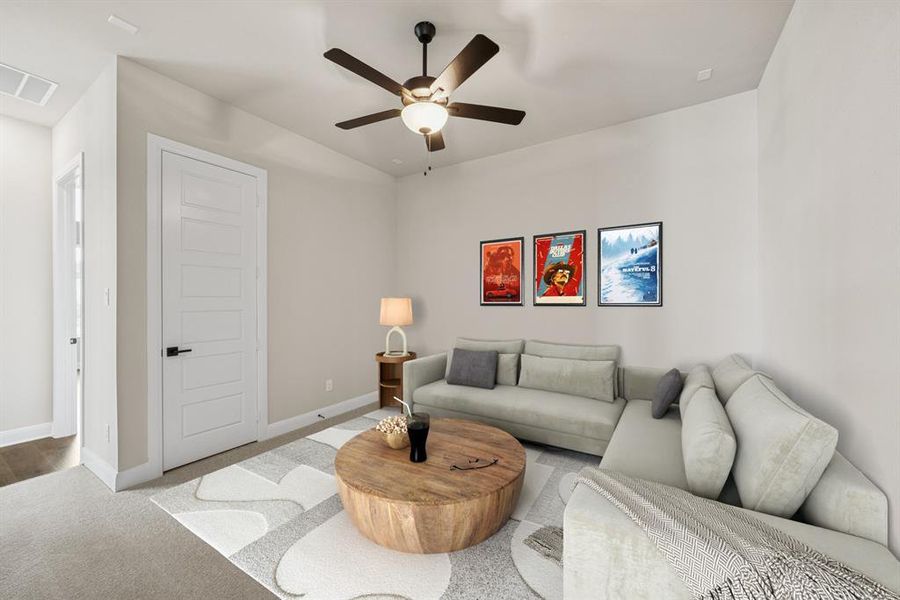 Furnished interior view inside a new home in Pecan Square - Estates, Northlake (Image 9). Furnished interior view inside a new home in Pecan Square - Estates, Northlake (Image 9).