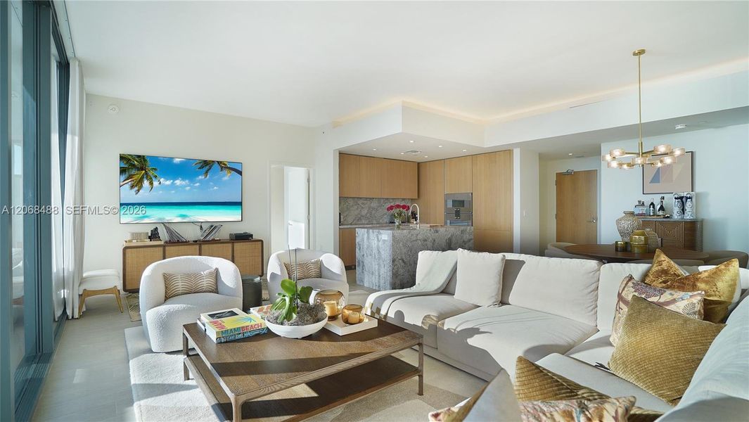 Furnished interior view inside a new home in , Miami Beach (Image 4). Furnished interior view inside a new home in , Miami Beach (Image 4).