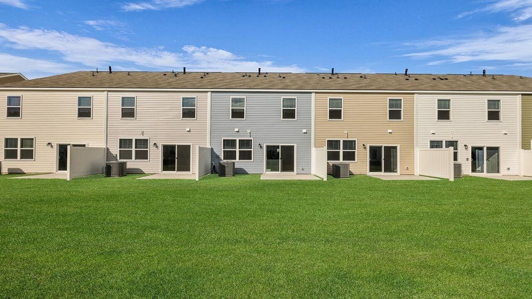Exterior details and patio area of a home in Carolina Groves Townhomes, Moncks Corner (Image 2).