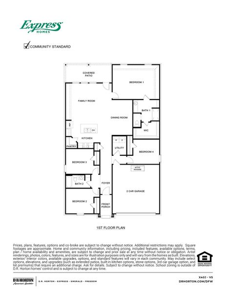 2D floor plan layout of this home in Stonewyck Farms, Ennis, TX (Image 2).