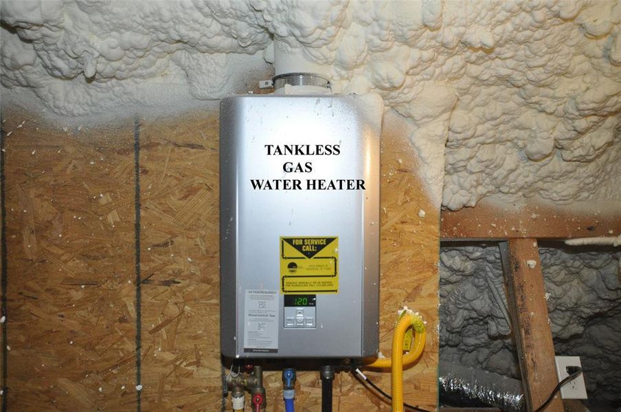 Tankless gas water heater.