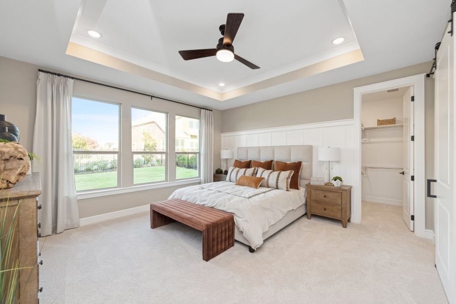 Primary suite with decorative feature walls Primary suite with decorative feature walls