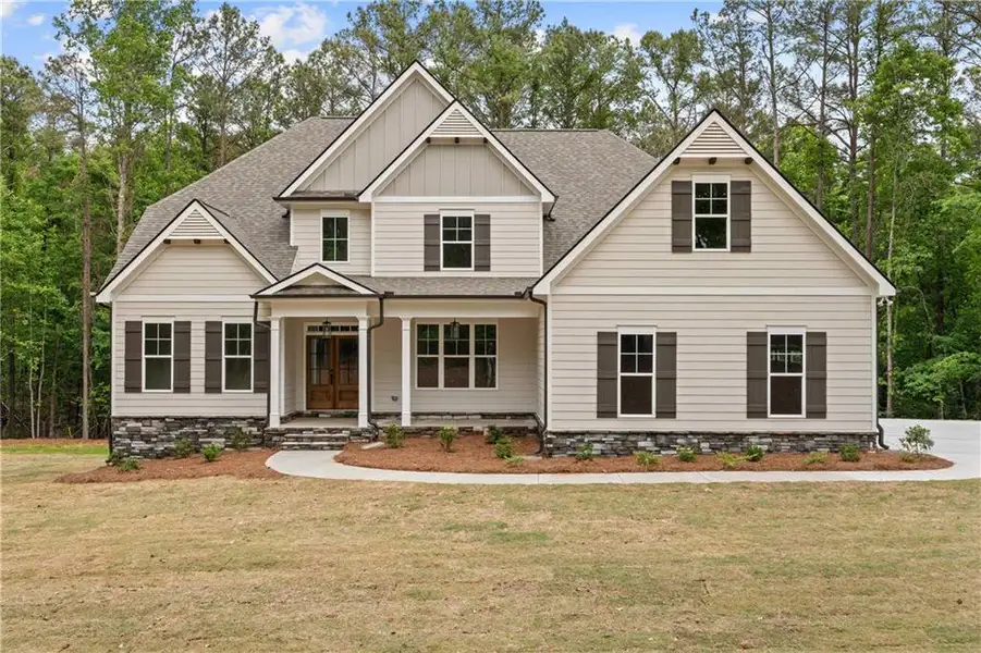 Front exterior of a new home in , Winston, GA, highlighting curb appeal (Image 9). Front exterior of a new home in , Winston, GA, highlighting curb appeal (Image 9).