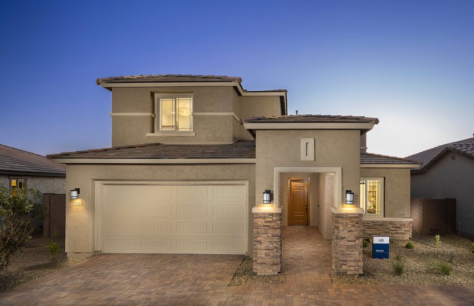 Representative exterior photo of a completed home built from the Prato by Pulte Homes in Jorde Farms, Queen Creek, AZ (Image 21).