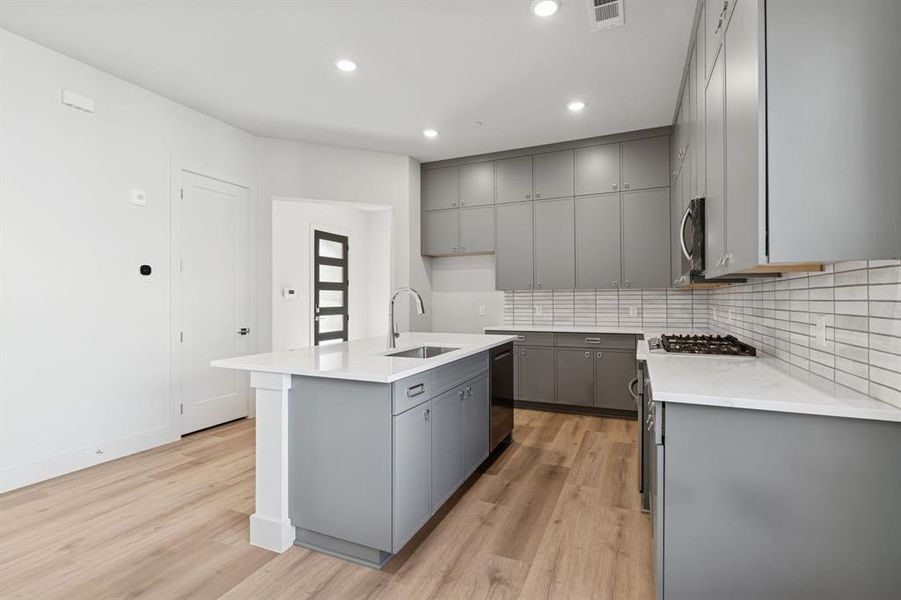 Walk in pantry in kitchen area.