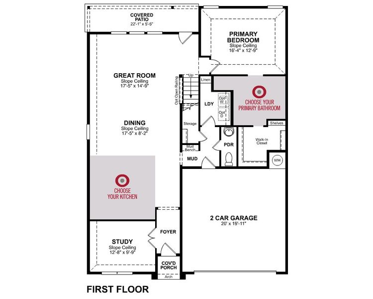 2D floor plan layout for the Berkshire by Beazer Homes in Cottonwood, Dorchester, TX (Image 3).