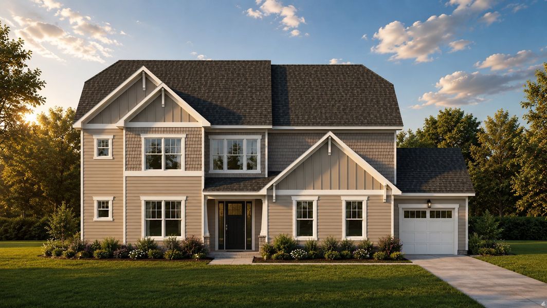 Representative exterior photo of a completed home built from the Churchill by Acrew Homes in Farmstead, Winterville, NC (Image 6).