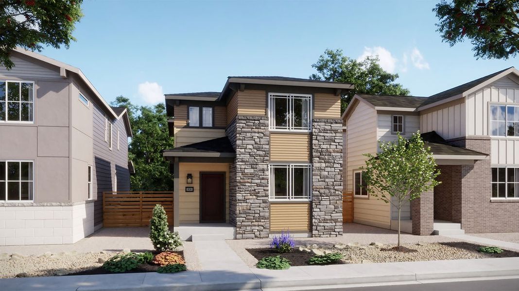 Representative exterior photo of a completed home built from the 2214 by Risewell Homes in Windler, Aurora, CO (Image 13). Representative exterior photo of a completed home built from the 2214 by Risewell Homes in Windler, Aurora, CO (Image 13).