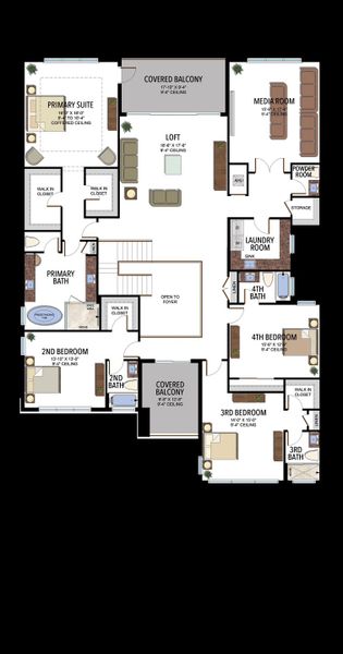 2D floor plan layout for the Maldives by GL Homes in Lotus Edge, Boca Raton, FL (Image 6).