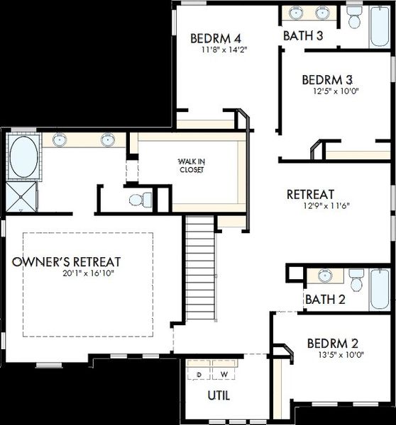 2D floor plan layout of this home in Easthaven at Bridgeland Central - Vision Collection, Cypress, TX (Image 3). 2D floor plan layout of this home in Easthaven at Bridgeland Central - Vision Collection, Cypress, TX (Image 3).