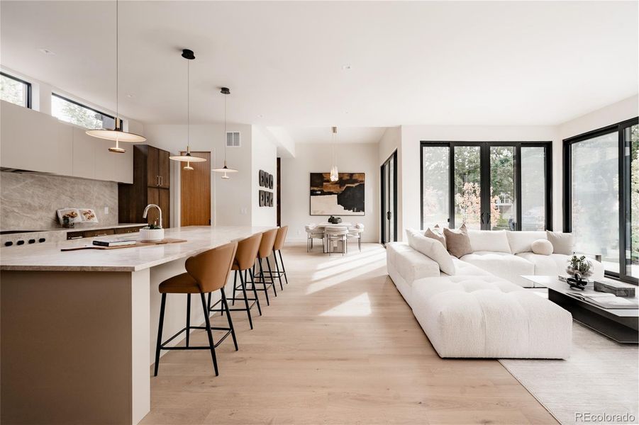 Stairs to Kitchen Living Room Nook