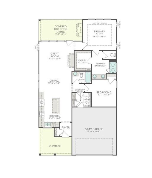2D floor plan layout for the Beechwood Springs by Tri Pointe Homes in The Grove Collection at Serenity, Fuquay Varina, NC (Image 3).