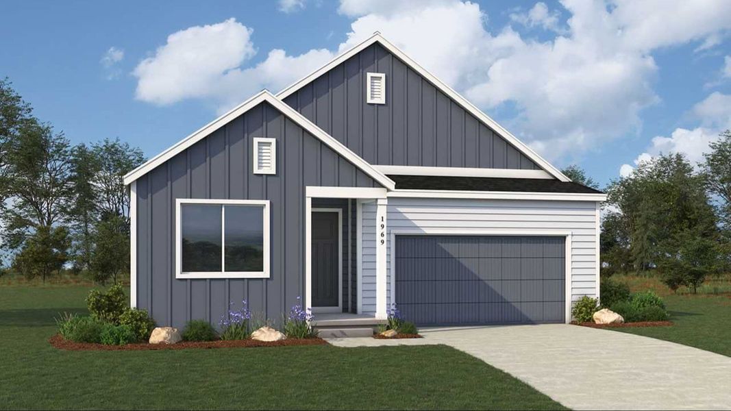 Representative exterior photo of a completed home built from the Milestone by Brightland Homes in Granary, Johnstown, CO (Image 2).