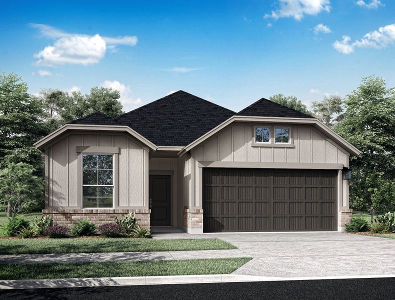 Representative exterior photo of a completed home built from the Yellowstar by Tri Pointe Homes in Mason Woods, Cypress, TX (Image 20).