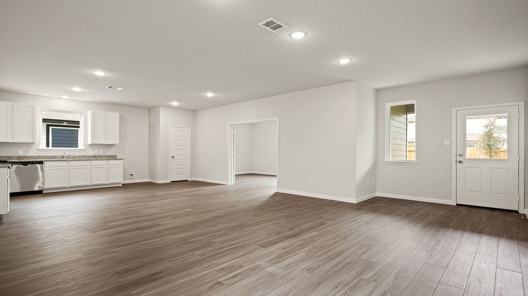 Family Room to Dining Area, Kitchen, and Flex Room Family Room to Dining Area, Kitchen, and Flex Room