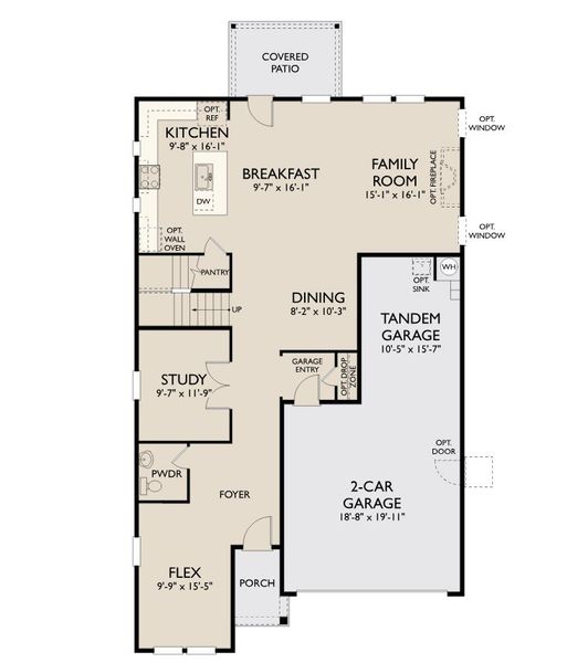 2D floor plan layout for the Sedona by Ashton Woods in Blue Heron Retreat, Little River, SC (Image 4).