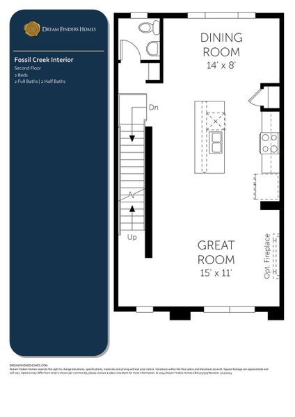 2D floor plan layout of this home in Waterfield - Townhomes, Fort Collins, CO (Image 4).