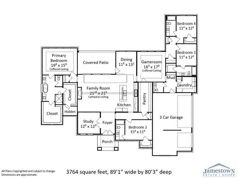 2D floor plan layout for the Blue Farmhouse II by Jamestown Estate Homes in Lakeview, Waller, TX (Image 2). 2D floor plan layout for the Blue Farmhouse II by Jamestown Estate Homes in Lakeview, Waller, TX (Image 2).