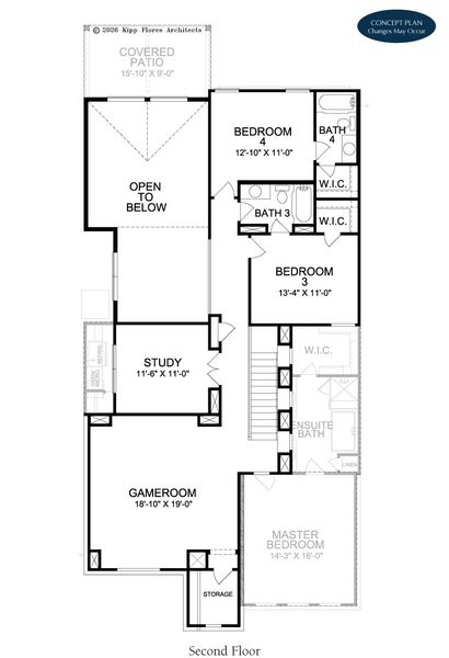 2D floor plan layout for the Birdie by Landon Homes in Fields - Brookside, Frisco, TX (Image 4). 2D floor plan layout for the Birdie by Landon Homes in Fields - Brookside, Frisco, TX (Image 4).
