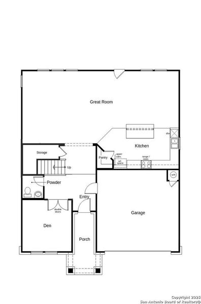 2D floor plan layout of this home in Hidden Bluffs at TRP, San Antonio, TX (Image 3).
