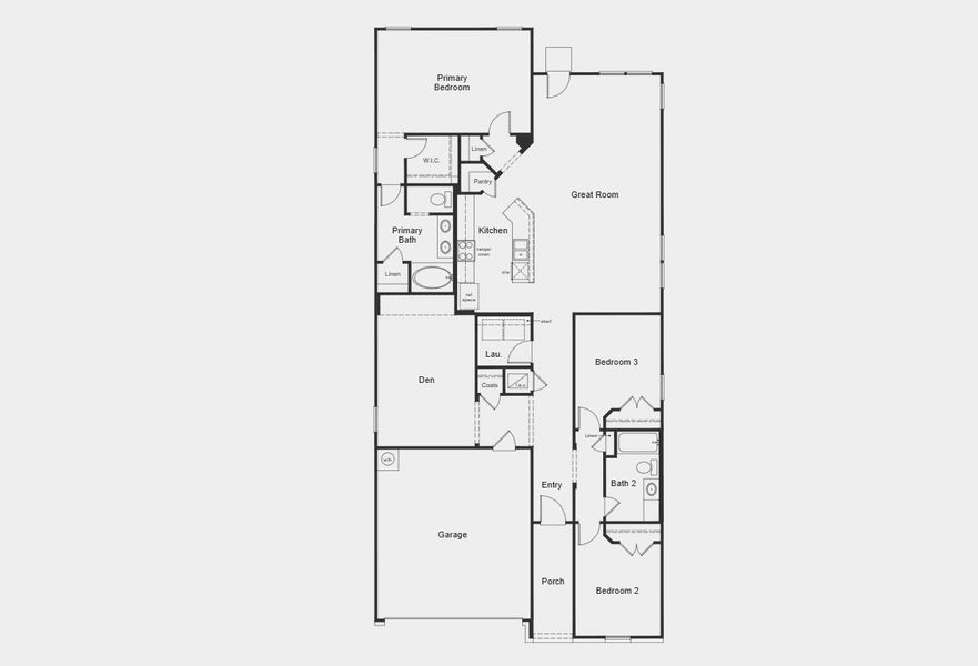 2D floor plan layout for the 1888 Modeled by KB Home in Legend Heights - Sterling Collection, New Braunfels, TX (Image 3).