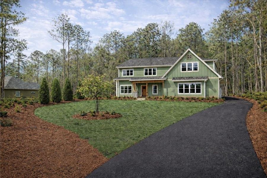 Front exterior of a new home in , Winston, GA, highlighting curb appeal (Image 1). Front exterior of a new home in , Winston, GA, highlighting curb appeal (Image 1).