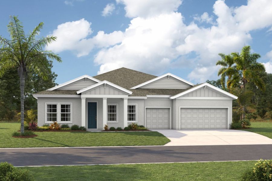Representative exterior photo of a completed home built from the Key West I by Homes by WestBay in Pasadena Woods, Wesley Chapel, FL (Image 2).