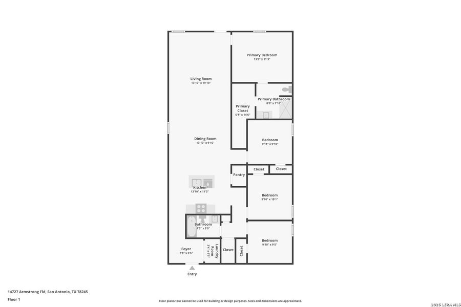 2D floor plan layout of this home in Stonehill, San Antonio, TX (Image 4).