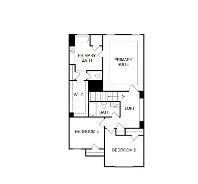 2D floor plan layout for the Emory Townhome by Piedmont Residential in The Retreat at Browns Ridge, Newnan, GA (Image 5).