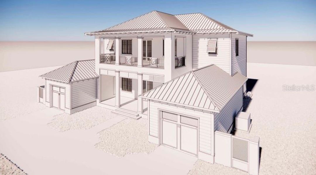Exterior rendering of this home design in , New Smyrna Beach, FL (Image 6). Exterior rendering of this home design in , New Smyrna Beach, FL (Image 6).