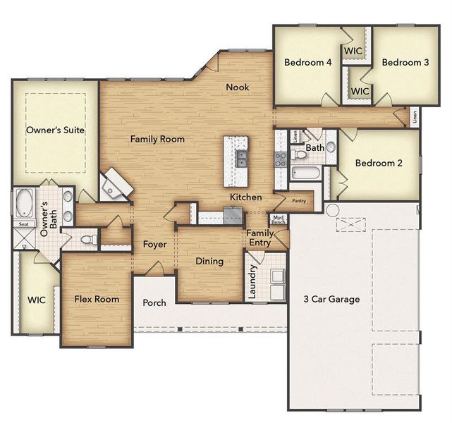 2D floor plan layout of this home in Fairview Meadows, New Fairview, TX (Image 2).