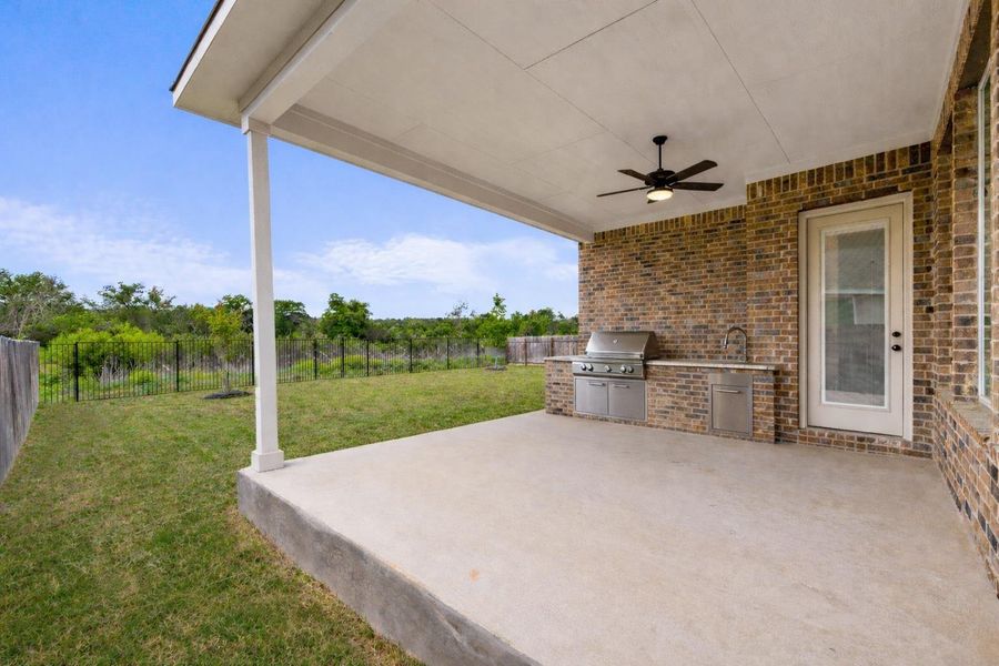 Digital Rendering of Outdoor Kitchen-- its plumbed for a propane grill, sink, the works!