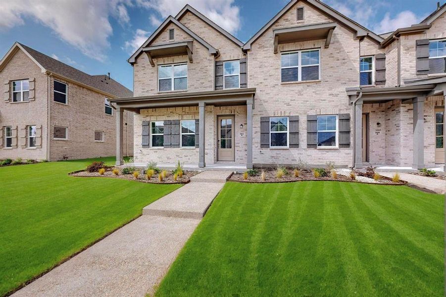 Front exterior of a new home in Solterra Texas, Mesquite, TX, highlighting curb appeal (Image 24).