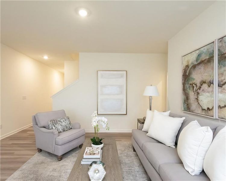 Furnished interior view inside a new home in Shoals Crossing, Conyers (Image 9). Furnished interior view inside a new home in Shoals Crossing, Conyers (Image 9).