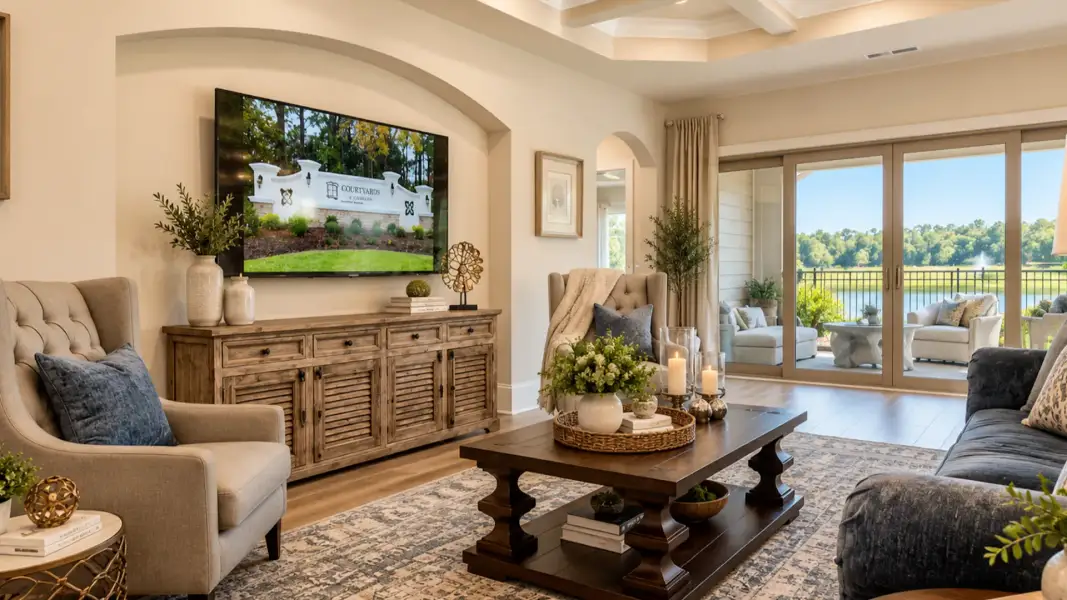 Furnished interior view inside a new home in Courtyards by Carrell, Ocean Isle Beach (Image 11).