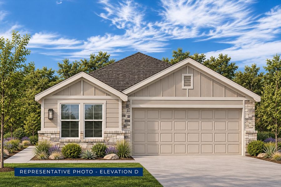 Representative exterior photo of a completed home built from the Carter F by First Texas Homes in The Villages of Hurricane Creek, Anna, TX (Image 10). Representative exterior photo of a completed home built from the Carter F by First Texas Homes in The Villages of Hurricane Creek, Anna, TX (Image 10).