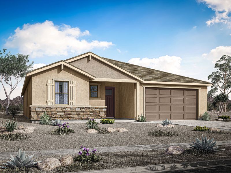 Representative exterior photo of a completed home built from the Harbor by Mattamy Homes in Bella Vista Farms, Queen Creek, AZ (Image 2).